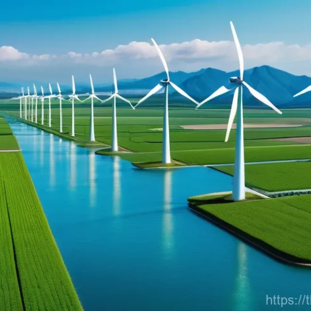 그린 수소 생산을 위한 에너지 전략 - **Prompt:** A vibrant and optimistic scene showcasing the genesis of green hydrogen. In a picturesqu...