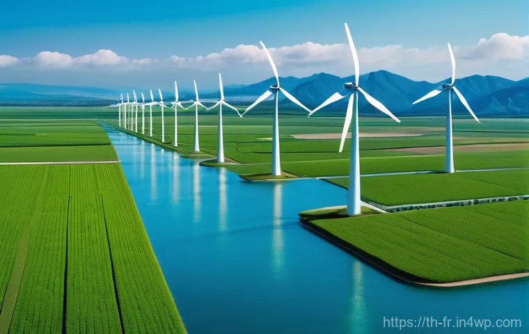 그린 수소 생산을 위한 에너지 전략 - **Prompt:** A vibrant and optimistic scene showcasing the genesis of green hydrogen. In a picturesqu...