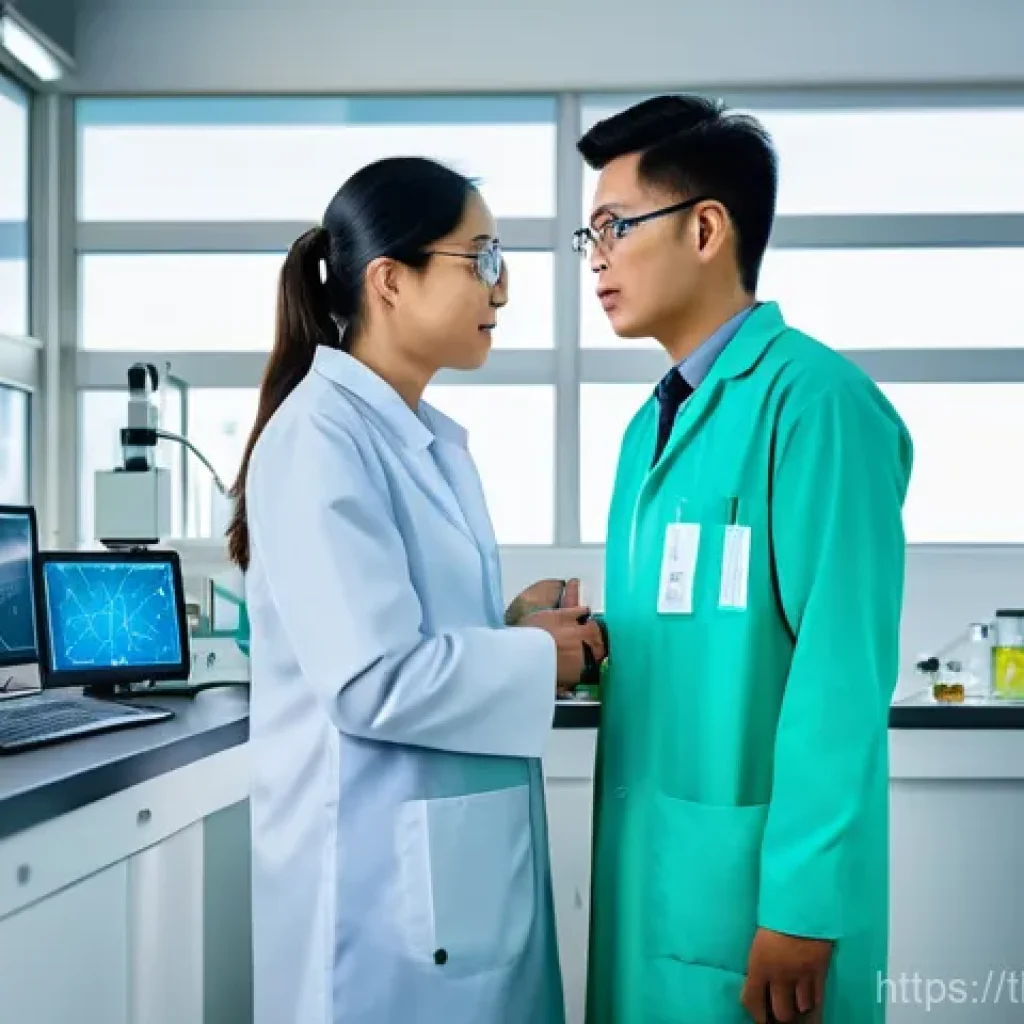 그린 수소 경제를 위한 국제 협력 방안 - **Prompt: "A diverse team of scientists, including Thai researchers, collaboratively working in a br...