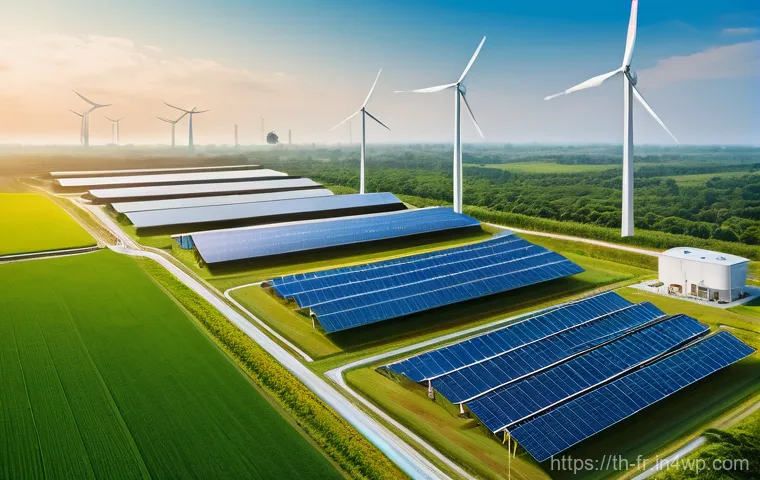 그린 수소의 환경적 이점 - **Prompt:** A sprawling, futuristic green hydrogen production facility nestled within a vibrant, lus...