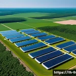 그린 수소 경제의 글로벌 동향 - **Prompt:** A futuristic, high-tech green hydrogen production facility nestled within a lush, tropic...