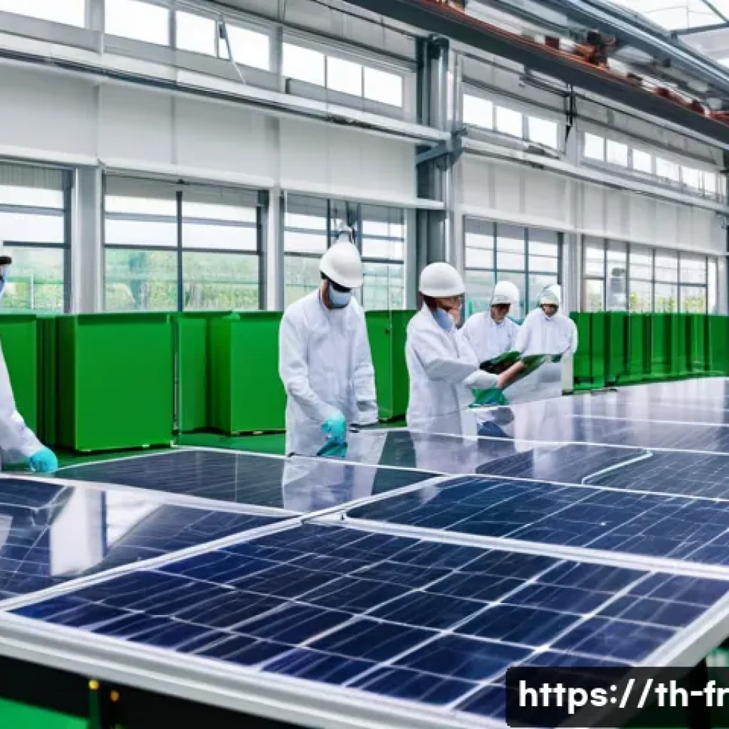 그린 수소의 소비자 수요 분석 - A modern Thai industrial factory interior showcasing clean energy technology: large solar panels vis...