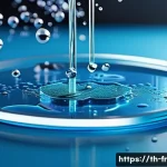 전기 분해를 통한 수소 생산 방법 - A detailed scientific illustration of the electrolysis process at the molecular level, showing water...